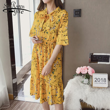 Vestido de chifón largo y mediano para mujer, vestido de Flores rotas, dulce y elegante, manga acampanada, estampado, tops 2019 50 3506 2024 - compra barato