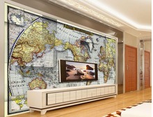 Европа стиль Карта стереокоррекция обои 3d настенные фрески обои ТВ фон Настенные обои 2024 - купить недорого