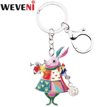 WEVENI-Llavero de Metal esmaltado con forma de conejo para mujer, llavero con abalorio, joyería única de Animal, venta al por mayor 2024 - compra barato