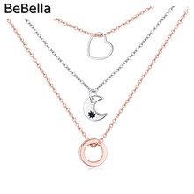 BeBella-Cadena de 3 capas con colgante de Luna, collar de calidad de piedra de circonia cúbica, ajuste de Micro pavé para chicas 2024 - compra barato