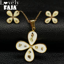 2021 Fashion Flower Shell Stainless Steel Jewelry Sets for Women Gold Color Necklace Earings Set Jewellery bisuteria 178552 2024 - buy cheap