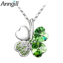 ANNGILL Four Leaf Clover Pendant Necklace Crystals From Swarovski Elements High Quality Fashion Jewelry Women Christmas Gift 2024 - buy cheap