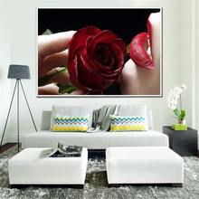 Pintura en lienzo para decoración del hogar, carteles de chicas e impresiones para pared, imagen artística para sala de estar, labios rojos, rosa, obra de arte, cuadrado 2024 - compra barato