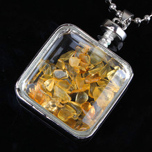 100-Unique 1 Pcs Silver Plated Yellow Citrines Wish Bottle Square Shape Pendant For Anniversary Meditation Jewelry 2024 - buy cheap
