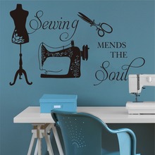 Sewing Mends The Soul Quote Wall Window Sticker Sewing Shop Handmade Needle Needlework Handcrafted Decal Shop Vinyl Decor 2024 - buy cheap