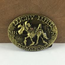 Buckleclub wholesale Lucky Luke horse driver cowboy jeans gift  belt buckle FP-03370-1 antique brass finish 4cm width loop 2024 - buy cheap