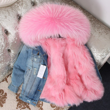 2018 New Cowboy Overcomes Winter Real Fox Fur Liner Long-collared Hooded Parkas Mujer Raccoon Fox Fur Winter Coat Women 2024 - buy cheap