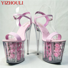 20 cm women's fashion platform sandals, sexy dancing shoes, 8 inches, rose wedding sandals 2024 - buy cheap