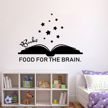 Books Food For The Brain Wall Decal Quote Words Reading Book Vinyl Wall Stickers Kids Gift Bedroom Decoration Poster A016 2024 - buy cheap