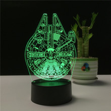 The Star Wars Millennium Falcon 3D Holograma Lampka Night Light USB Luz De LED Touch Switch Table Lamp Gift For Kids Home Decor 2024 - buy cheap