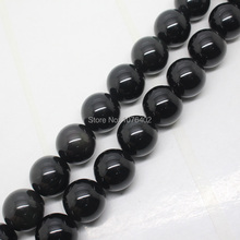 Free shipping! Wholesale 25pcs! 16mm Natural Black Obsidian Round Loose Beads 2024 - buy cheap