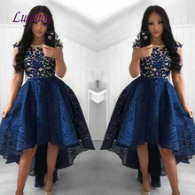 Navy Blue High Low Cocktail Dress Party Plus Size Lace Ladies Girl Women Homecoming Prom Graduation Semi Formal Dress 2024 - buy cheap