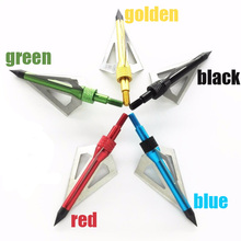 Wholesale 300pcs Hunting Arrow Head 100 grain Broadhead Archery  Stainless Steel 3 blades five color can to be choose 2024 - buy cheap
