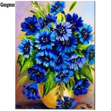 Diamond Embroidery Floral diy Diamond Painting Full Square blue Cornflower 5d Mosaic Cross Stitch Picture RhinestoneNeedlework 2024 - buy cheap