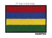 3" wide Mauritius embroidery flag patch  for Green yellow blue and red patch/lucky candy colors/band patches 2024 - buy cheap