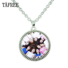 TAFREE модное ожерелье с кулоном в стиле K-POP, двойное ожерелье, Круглый 25 мм, стеклянный кабошон, купол, подвески, ювелирные изделия для фанатов, подарок TC24 2024 - купить недорого