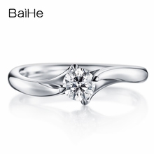 Baihe ouro branco sólido 18k ct redondo natural diamante anel para mulheres presente de noivado jóias finas anel retro 2024 - compre barato