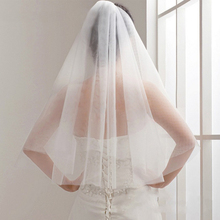 Short Woman Bridal Veils 2 layers 75 CM With Comb Ivory Veil for Bridal Cut Edge Tulle Wedding Veil 2022 2024 - buy cheap