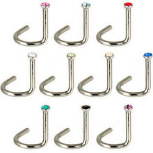 Wholesale Mixed 10Pcs/Lot Surgical Steel Rhinestone Nose Screw Hoop Studs Ring Bone Bar Pin Body Piercing Jewelry anillos 2024 - buy cheap