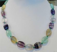 New fashion style Real Natural stone 13x18mm Multicolor Fluorite Oval Beads Chain Strand Necklace For Women 18inch BV230 2024 - buy cheap