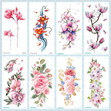 Rocooart QC Flowers Arms Tattoo Colorful Taty Body Art Waterproof Temporary Tattoo Stickers Rose Fake Tattoo Orchid Tatouage 2024 - buy cheap
