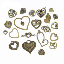 22pcs Mixed Antique Bronze Alloy Heart Charm Pendant Jewelry Findings Accessories 2024 - buy cheap