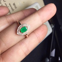Natural emerald ring Free shipping 925 sterling silver 4*6mm gemstone Fine jewelry 2024 - buy cheap
