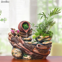 European Succulents Potted Plants Lucky Rockery Water Fountain Desktop Feng Shui Ornaments Indoor Water Fountains Resin Crafts 2024 - buy cheap