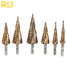High Speed Steel Cobalt Step Drill M35 Drill Bits For Metal 1/4'' Hex Shank Spiral Groove Cone Drill Stainless Steel Hole Tools 2024 - buy cheap