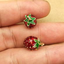 Newest 40pcs Kawaii Fruit Strawberry Shape Enamel Alloy 3D Earring Pendants Drop Oil Metal Bracelet Necklace Cute Charms 2024 - buy cheap