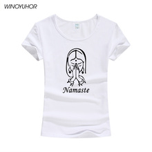 Namaste-camisetas De manga corta con estampado para Mujer, camiseta informal De verano, camiseta Harajuku con cuello redondo, Poleras De Mujer 2024 - compra barato