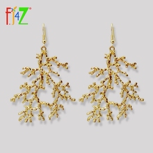 F.J4Z New Women Earrings Designer Golden Alloy Coral Statement Earrings Oversize Lady Party Earrings Dropshipping Jewelry 2024 - buy cheap