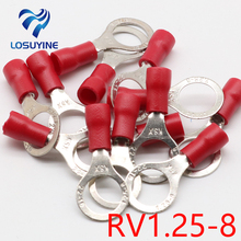 RV1.25-8 Red Circular 22-16 AWG 0.5-1.5mm2 Insulated Ring Terminal Connector Cable Wire Connector 100PCS/Pack RV1-8 RV 2024 - buy cheap
