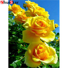 Diy 5d diamond painting cross stitch yellow rose picture mosaic handmade painting flowers full square diamond embroidery  XY1 2024 - buy cheap