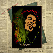Vintage Classic Rock Reggae Wailing Wailers Bob Marley Poster Retro Kraft Paper Bar Cafe Home Decor Wall Sticker 2024 - buy cheap