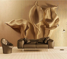 wellyu обои Custom wallpaper 3D gold embossed calla lily living room bedroom background 5d painting papel de parede 8d wallpaper 2024 - buy cheap