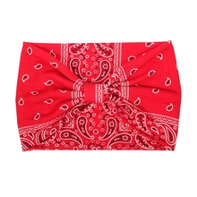 Cintas para el pelo con nudo ancha de Cruz Roja para mujer, turbante con estampado de poliéster, sombrero étnico, accesorios para el cabello, sombrero deportivo de Yoga, regalo 2024 - compra barato