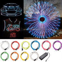 1M EL Wire Sewing Edge Neon Car Lights Dance Party Car Decor Light Flexible lamps Rope Tube LED Strip With DC 12V/ 3V Driver 2024 - buy cheap