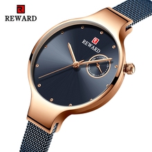 REWARD Women Fashion Blue Watch Luxury Complete Calendar Stainless Steel Strap Waterproof Watch Women Clock Relogio Feminino 2024 - buy cheap