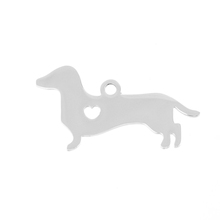 simsimi my Dog Dachshund dog Stainless steel Pendant heart puppy pet ID blank dog tag for print Mirror polish 10pcs 2024 - buy cheap