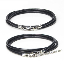 3pcs/lot Dia 3.0mm Black Wax Leather Pendant Cords 67cm Women Necklace String Cord With Lobster Clasp DIY Jewelry Making Charms 2024 - buy cheap