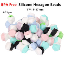 Chenkai-Cuentas hexagonales de silicona sin BPA para morder, 50 Uds., collar de colores combinados para Baby Shower, juguete de joyería Montessori 2024 - compra barato