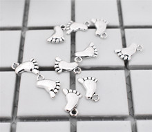 30pcs 14x10mm Antique Silver Plated Cute Foot Charms Pendant For Making DIY Handmade Jewelry 2024 - buy cheap