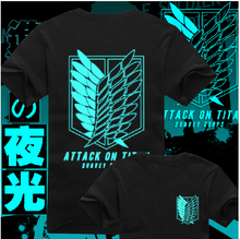 Camiseta de algodón de ataque a los Titanes, camisetas de manga corta con Logo de regimiento de exploradores de Anime, versión luminosa 2024 - compra barato