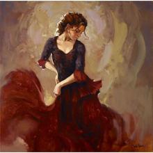 Arte Hecho A Mano niña pintada al óleo bailarina con camisa roja, retrato de mujer, imagen para decoración de dormitorio 2024 - compra barato