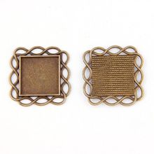 Fit20mm Square Flower Antique Bronze Pendants Setting Cabochon Cameo Base Tray Bezel Blank DIY Jewelry  Findings 2024 - buy cheap