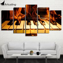 Hd impresso 5 peça arte da lona teclas de piano pintura a fogo emoldurado fotos parede modular para sala estar frete grátis NY-7032B 2024 - compre barato