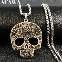2021 Gothic Skull Stainless Steel Necklaces Men Black Silver Color Chains Necklaces Jewelry Halloween Gift collier homme N700S01 2024 - buy cheap