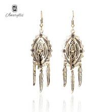 Amaiyllis Vintage Gypsy Earrings For Women Gift Ethnic Geo Pendant Dangle Earrings Bohemian Brincos Metal leaf Drop Earrings 2024 - buy cheap