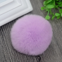 8 cm Natureza Genuine Rex Rabbit Fur Bola Pom Pom Chapéu Skullies Gorros de Inverno Tampão Feito Malha Pompons Fofo DIY TKF001-lavender 2024 - compre barato